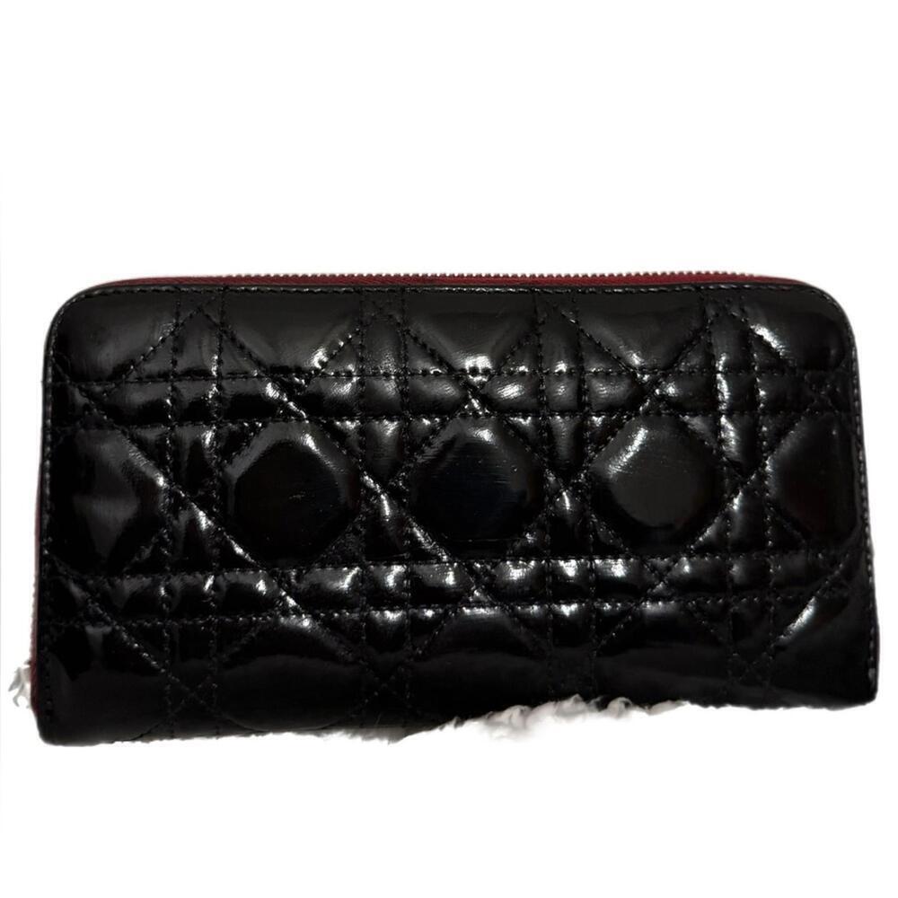 AUTHENTIC Dior Lady Dior Zippy Wallet- REDYED CONDITION